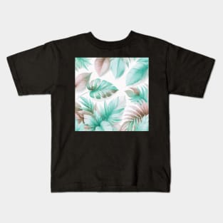 Pastel Monstera Tropical Leaves Kids T-Shirt